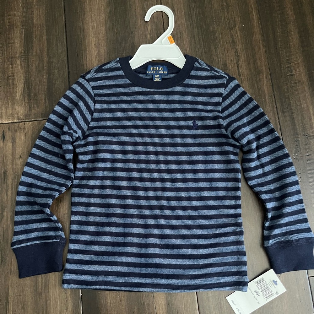 NWT Polo by Ralph Lauren Blue Striped Knit Top toddler boys